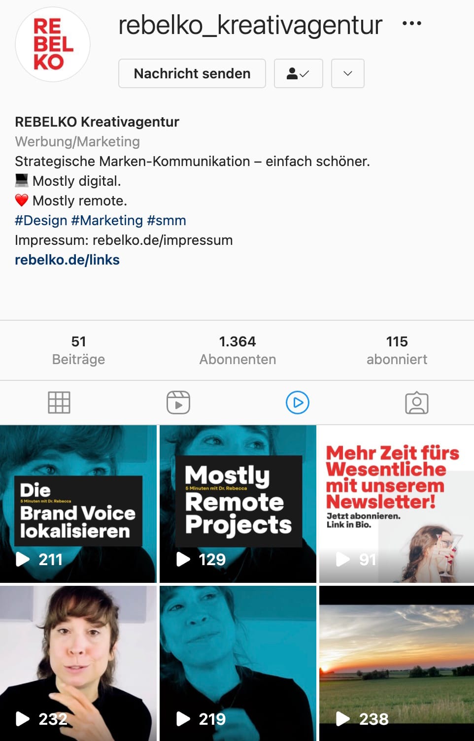 CIAO IGTV Screenshot Rebelko Instagram Video Tab Agentur Aachen Marketing Social Media