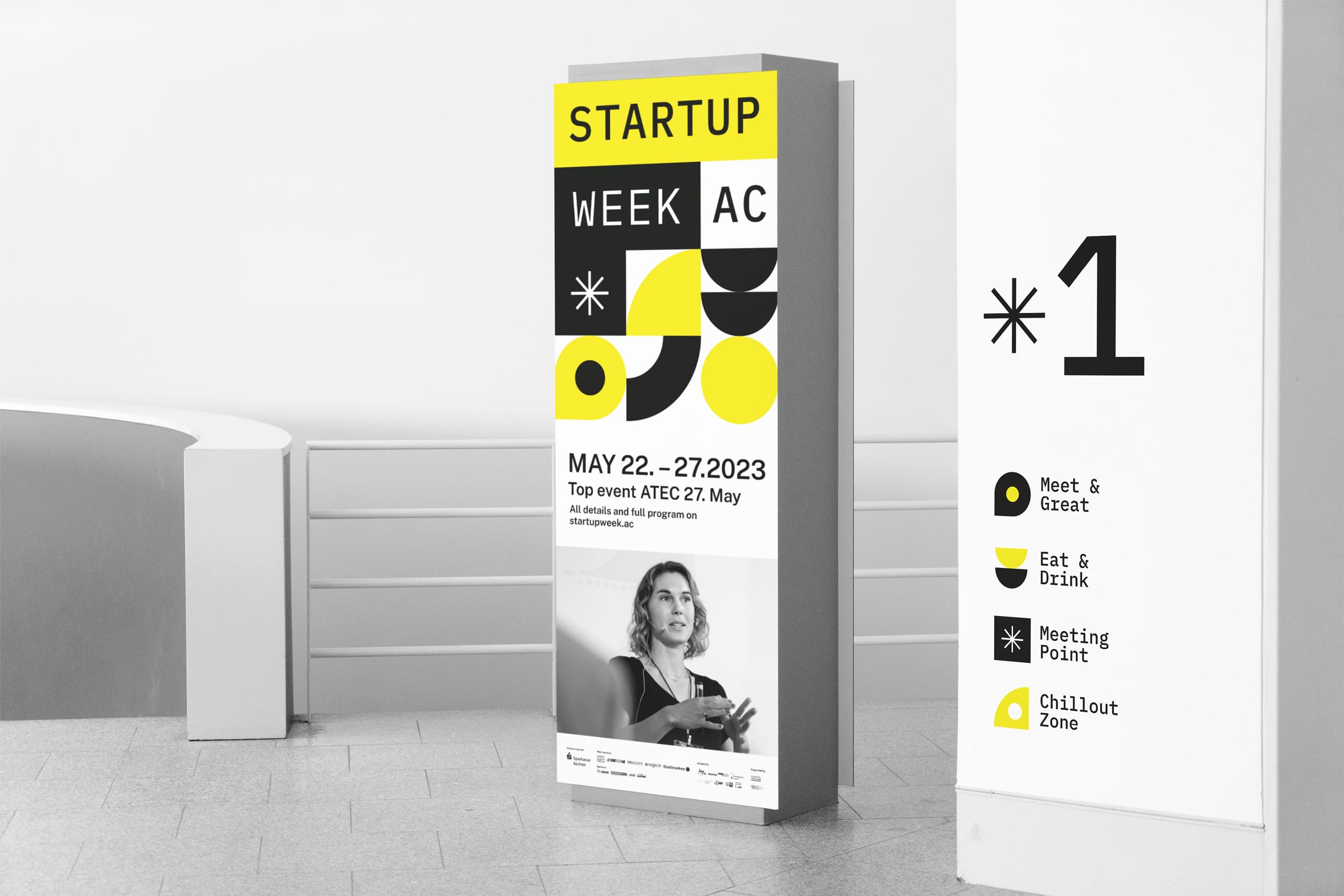 Startupweek AC AGENTUR REBELKO Aachen Corporate Design Branding Agentur Social Media Marketing Postings Image SIGNAGE